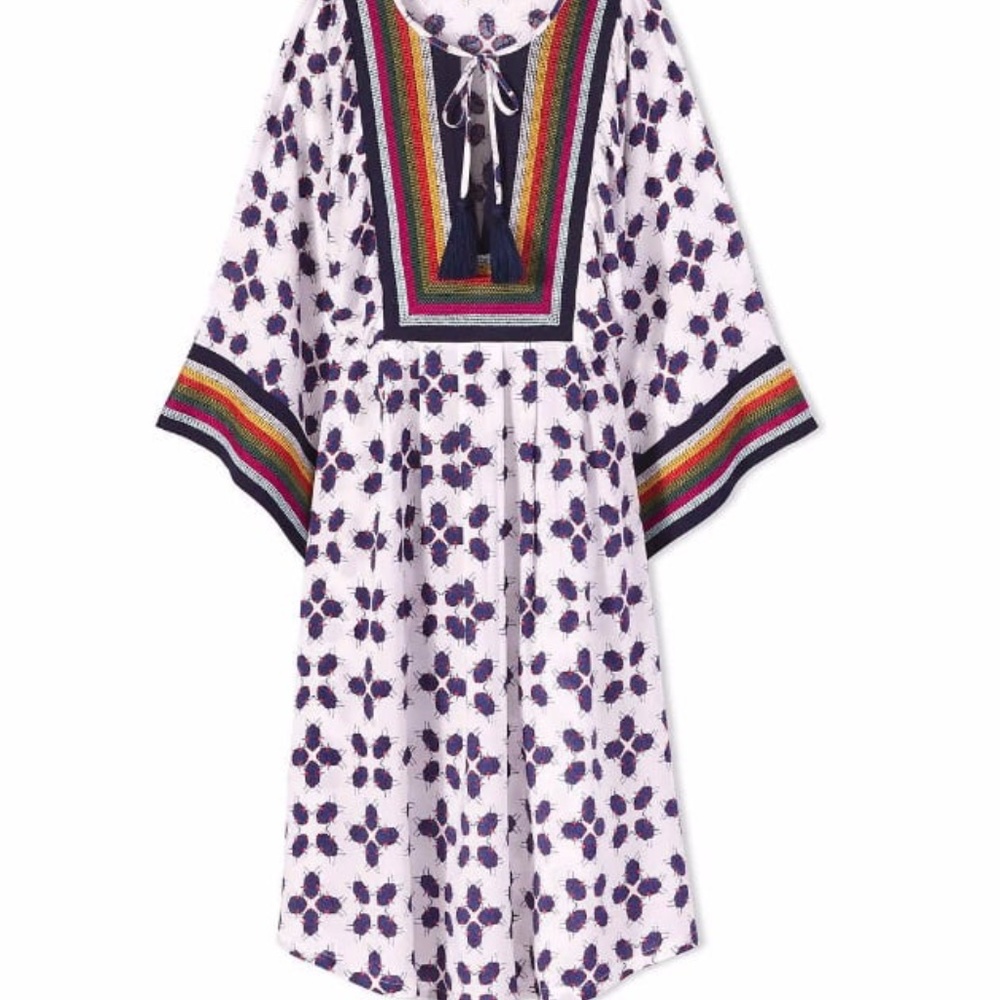 Tory Burch Tunic Caftan Beach to Street Print Coverup Dress Feliz M - Picture 5 of 7